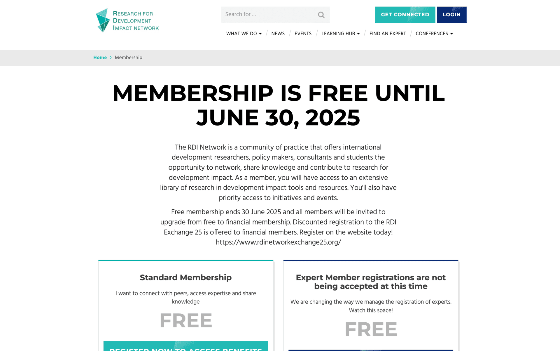 Membership is free until June 30, 2025, for development researchers, policy makers, and students.