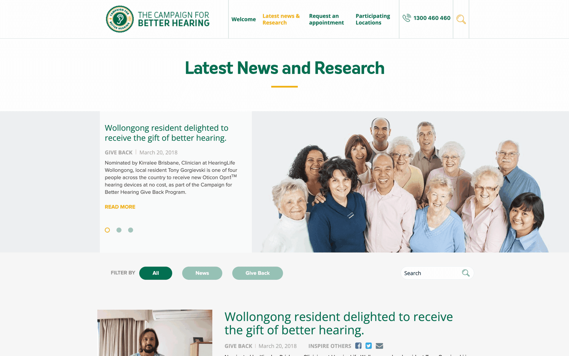 Group of diverse elderly people smiling together for a better hearing campaign photo.