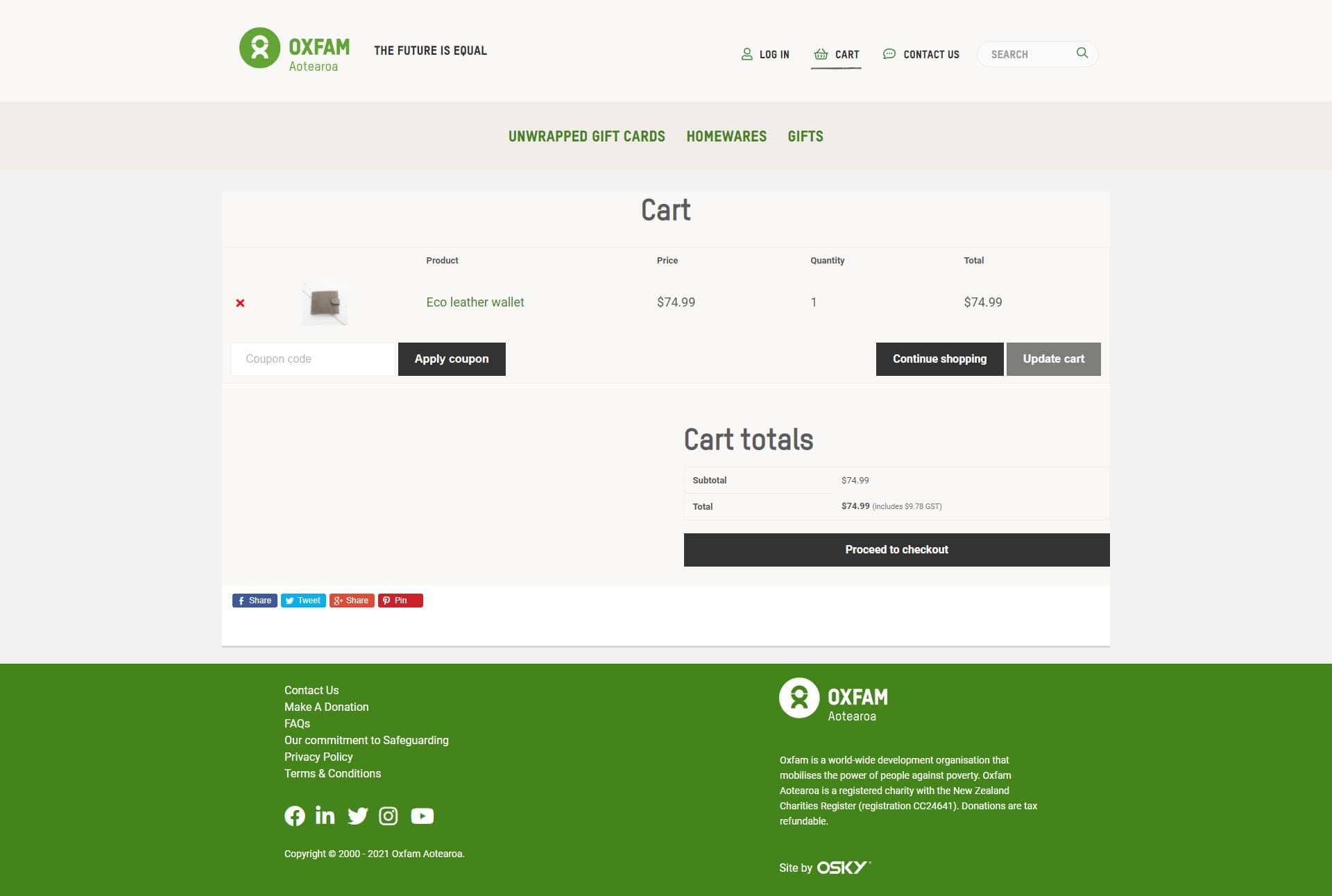 Oxfam Aotearoa Website Refresh Checkout