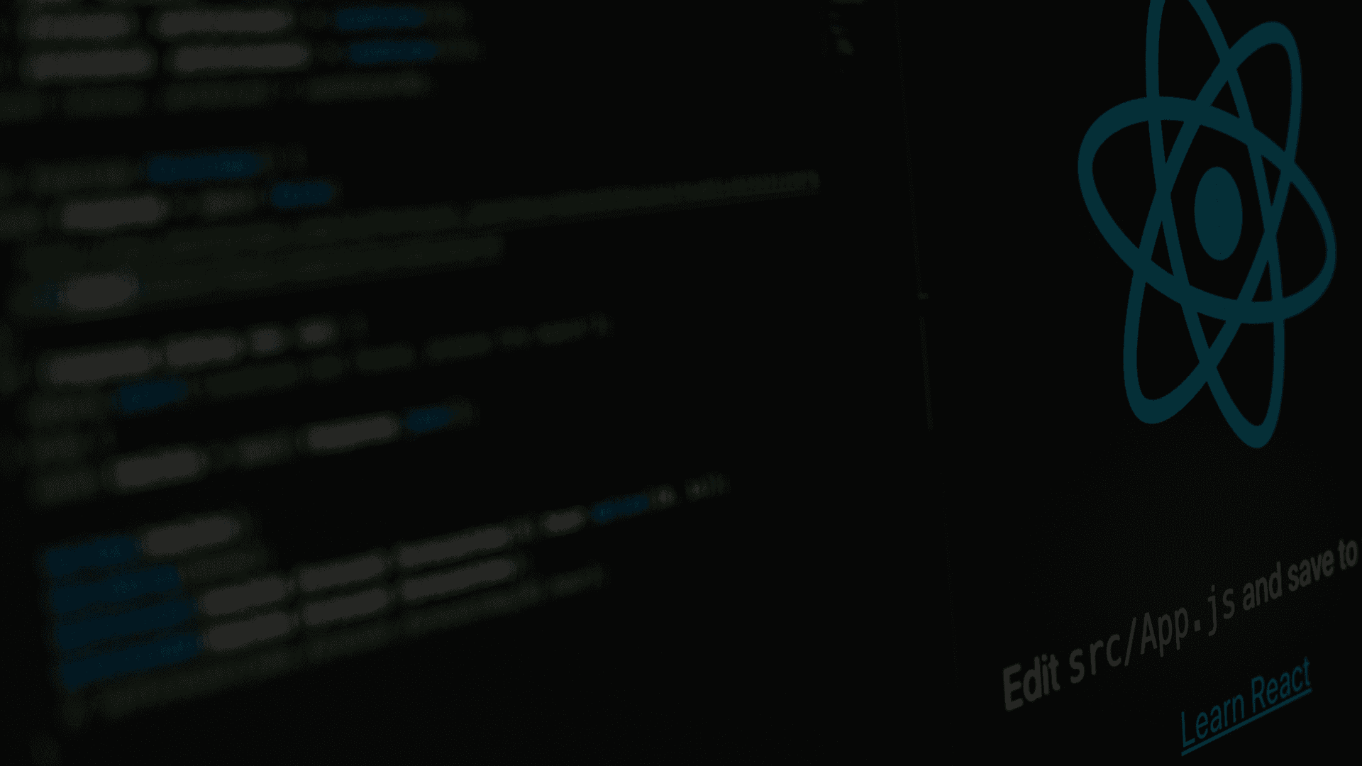 React Native mobile app development with JavaScript code and React logo, preferred by OSKY for its power.
